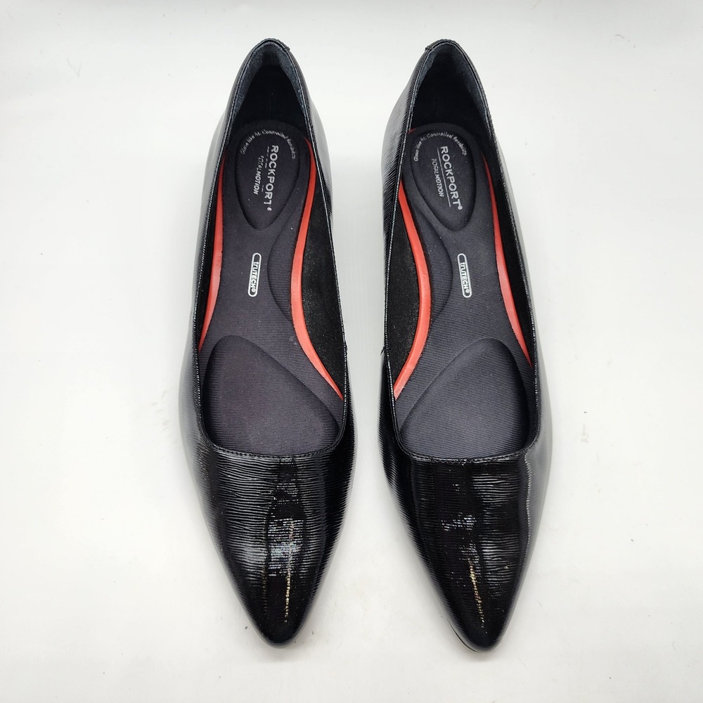 Rockport Total Motion Pump Women's 9.5 Black Patent Point Toe Block Heel Shoes - Picture 3 of 10